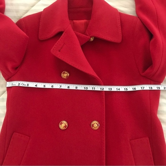 Vintage Fleurette Red Cashmere Double Breasted Peacoat Union Made S-M - Picture 7 of 17